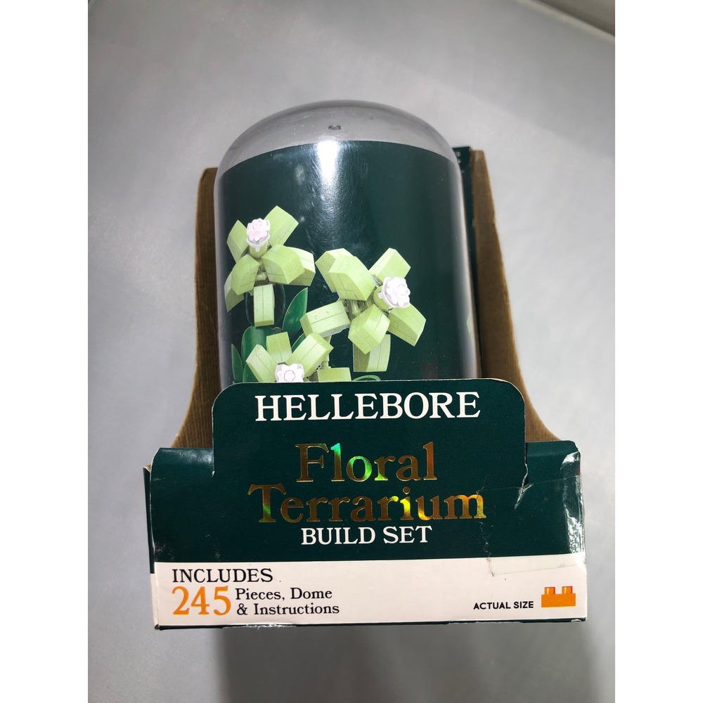 Micro Brix Hellebore Floral Terrarium Build Set 245 Piece Botanical Dome FB64132